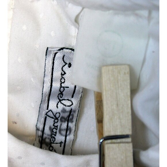 Vtg 90s Isabel Garreton Smocked White Dress 3T Dots Pleated Collar Pink Flowers - Picture 10 of 12